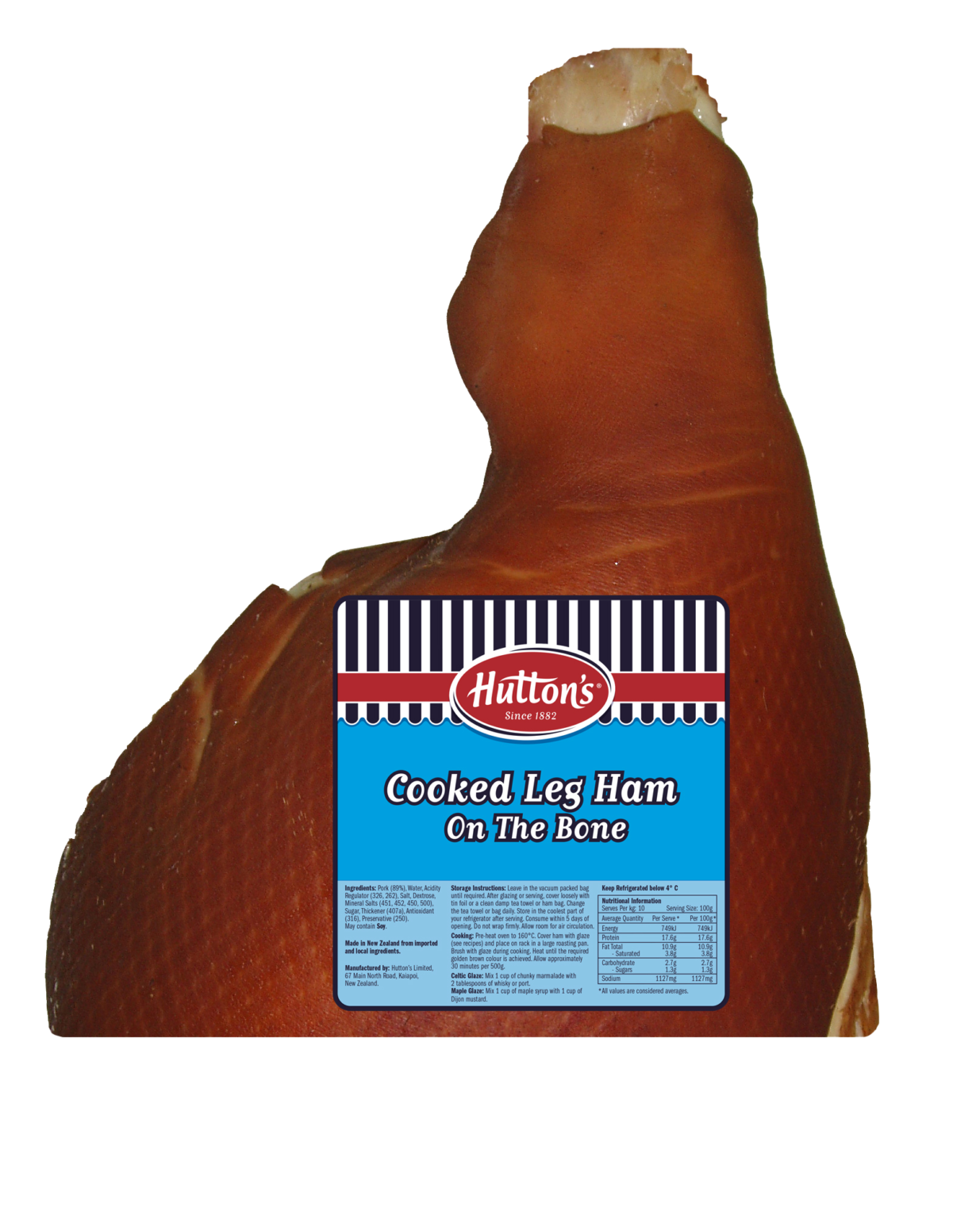 Hutton's Half COB Cooked Ham on the Bone Hamilton Wholesale Meat